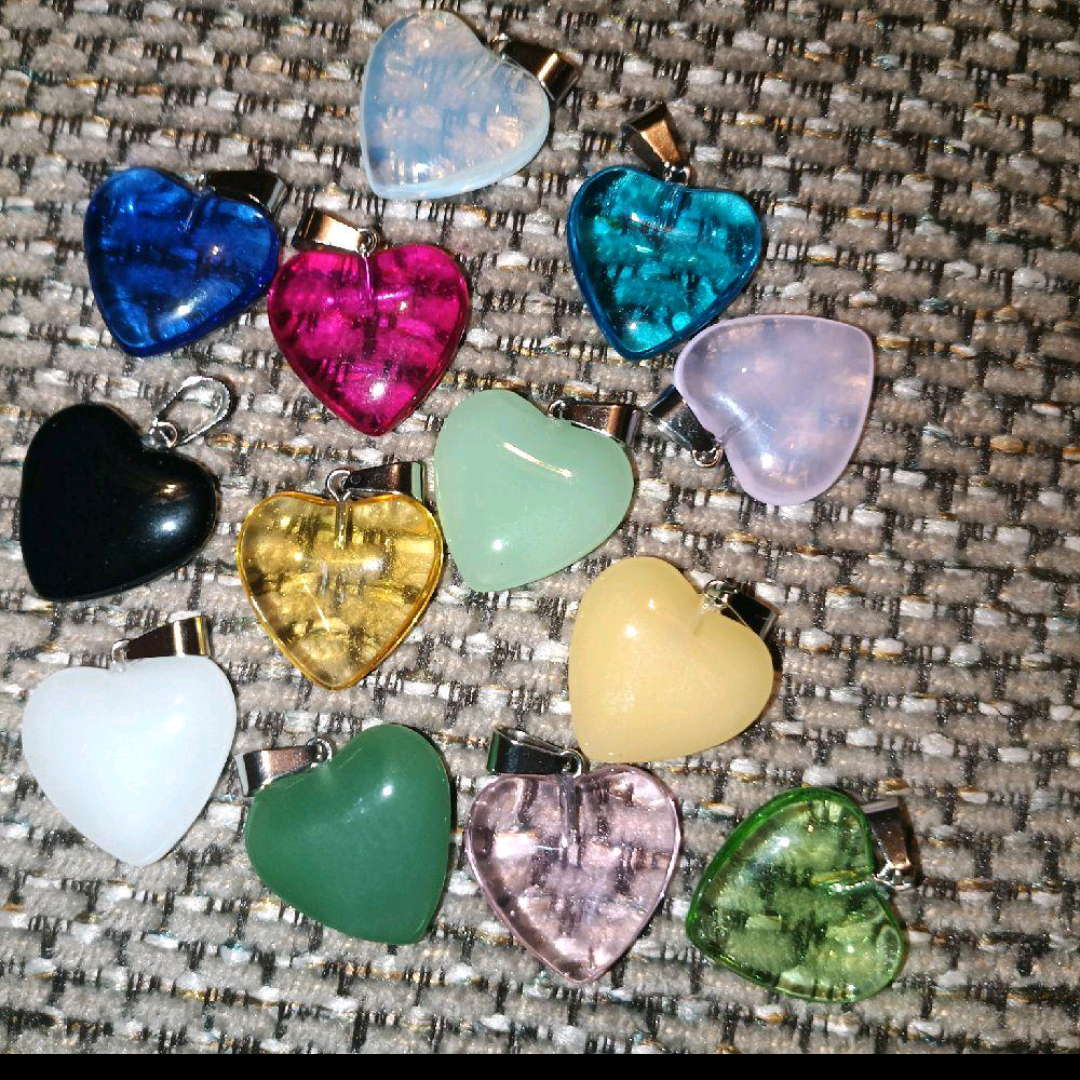 Set Of 2 Heart Pendants Choose Ur Color Comes with its cord Perfect for Girls & Teens Vibrant Colors Lightweight Plastic Ready to Wear Ideal for Gifting