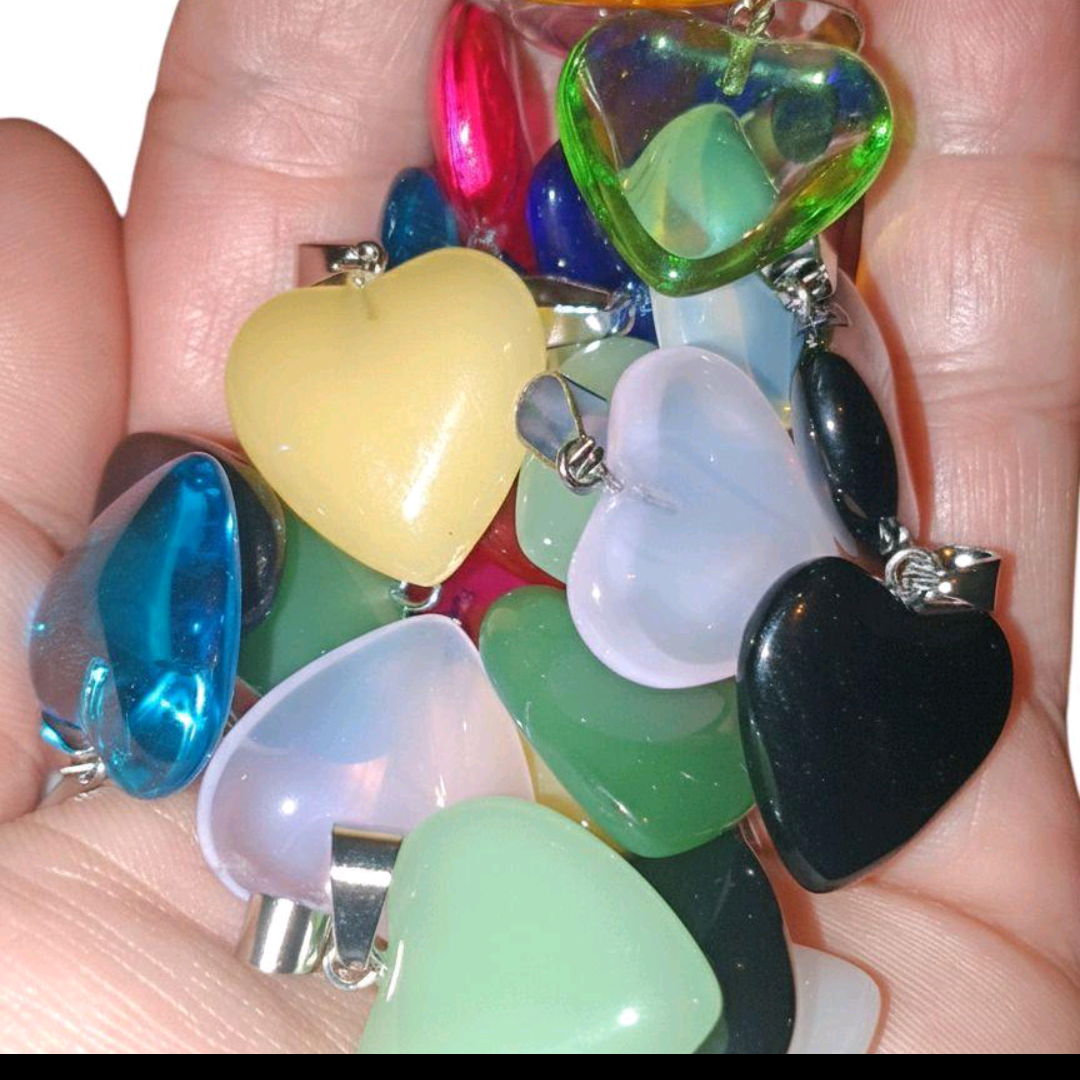 Set Of 2 Heart Pendants Choose Ur Color Comes with its cord Perfect for Girls & Teens Vibrant Colors Lightweight Plastic Ready to Wear Ideal for Gifting