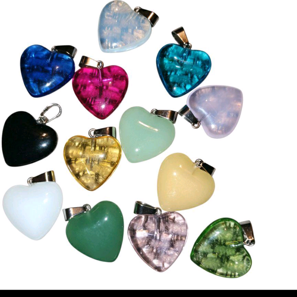 Set Of 2 Heart Pendants Choose Ur Color Comes with its cord Perfect for Girls & Teens Vibrant Colors Lightweight Plastic Ready to Wear Ideal for Gifting