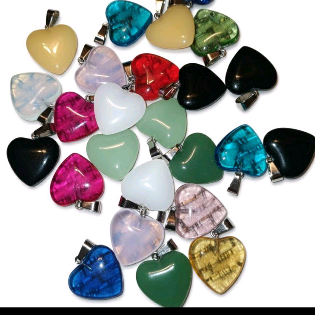 Set Of 2 Heart Pendants Choose Ur Color Comes with its cord Perfect for Girls & Teens Vibrant Colors Lightweight Plastic Ready to Wear Ideal for Gifting